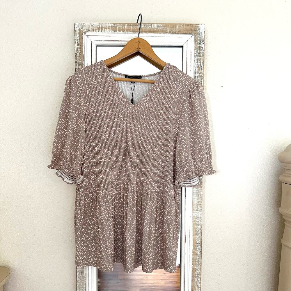 Adrianna Papell Pleated Knit Blouse M
